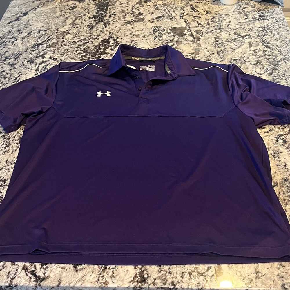 Under Armour Men's Deep Purple Polo loose fit men's XL perfect for lsu, tcu fans